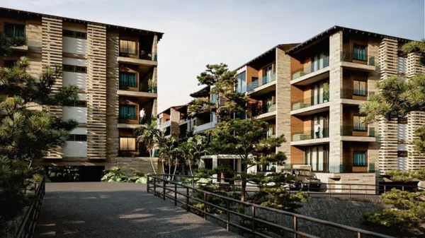 vista entrada apartamentos proyectos inmobiliarios